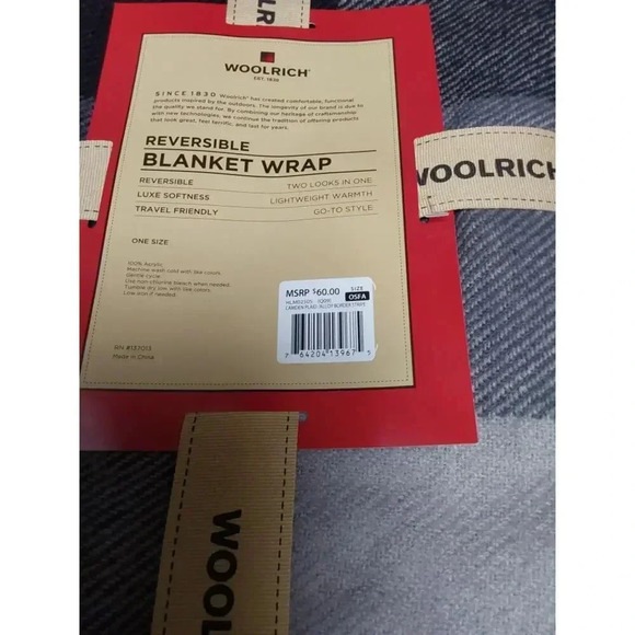 New WOOLRICH reversible Blanket Wrap one Size MSRP $60.00 RN137013 - Picture 4 of 5